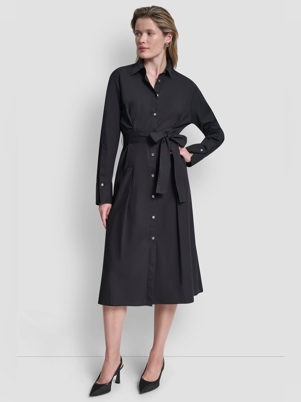 DKNY 
BUTTON DOWN MIDI SHIRT DRESS